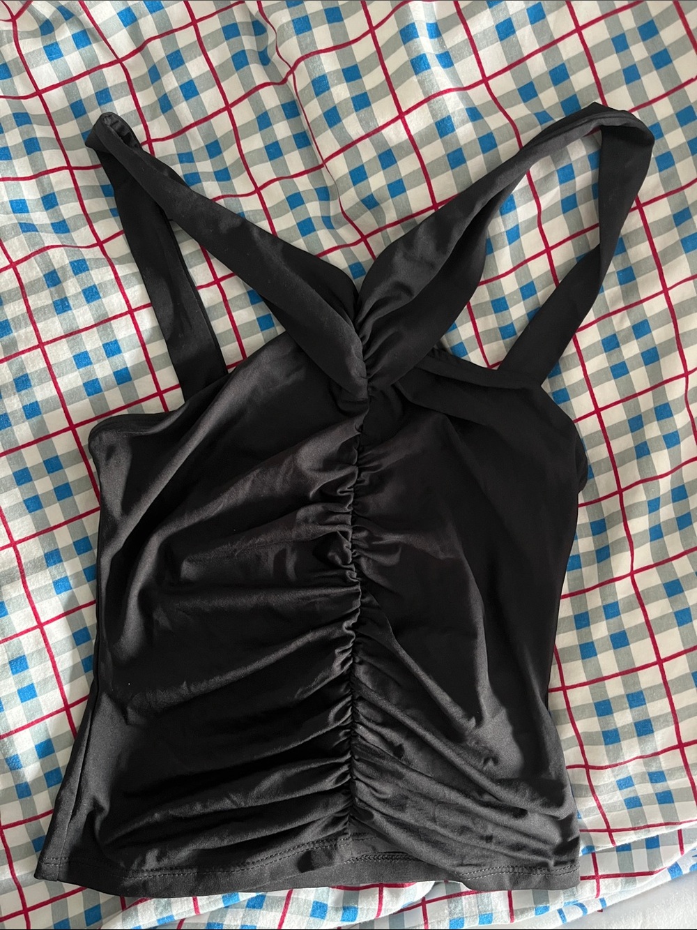 Black Ruched Front Sleeveless Tank Top
